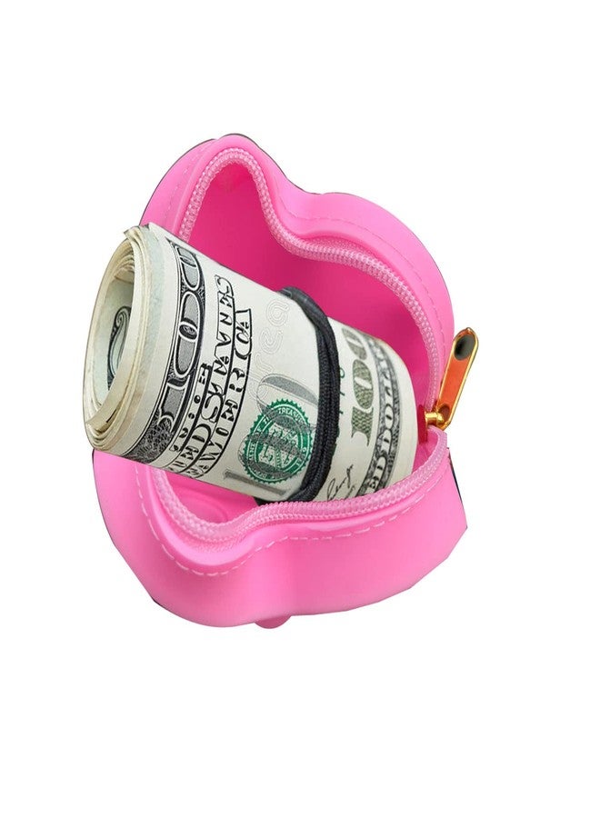 KC Cute Pop Up Heart Shape Soft Silicone Cartoon Multi-Function Mini Coin Purse Bag for Earphone Lipsticks Headphone Pendrive Keys (Pink) - Image 2